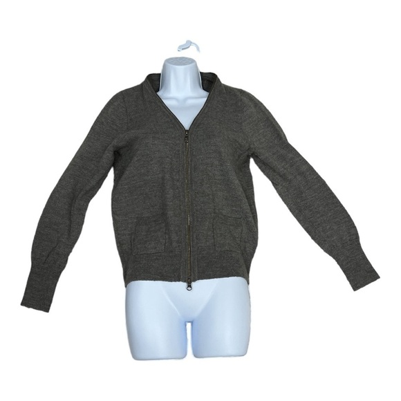 J. Crew Full Zip Gray Cardigan Medium Wool Blend Color: Tan/Gray Size: M - Picture 9 of 13